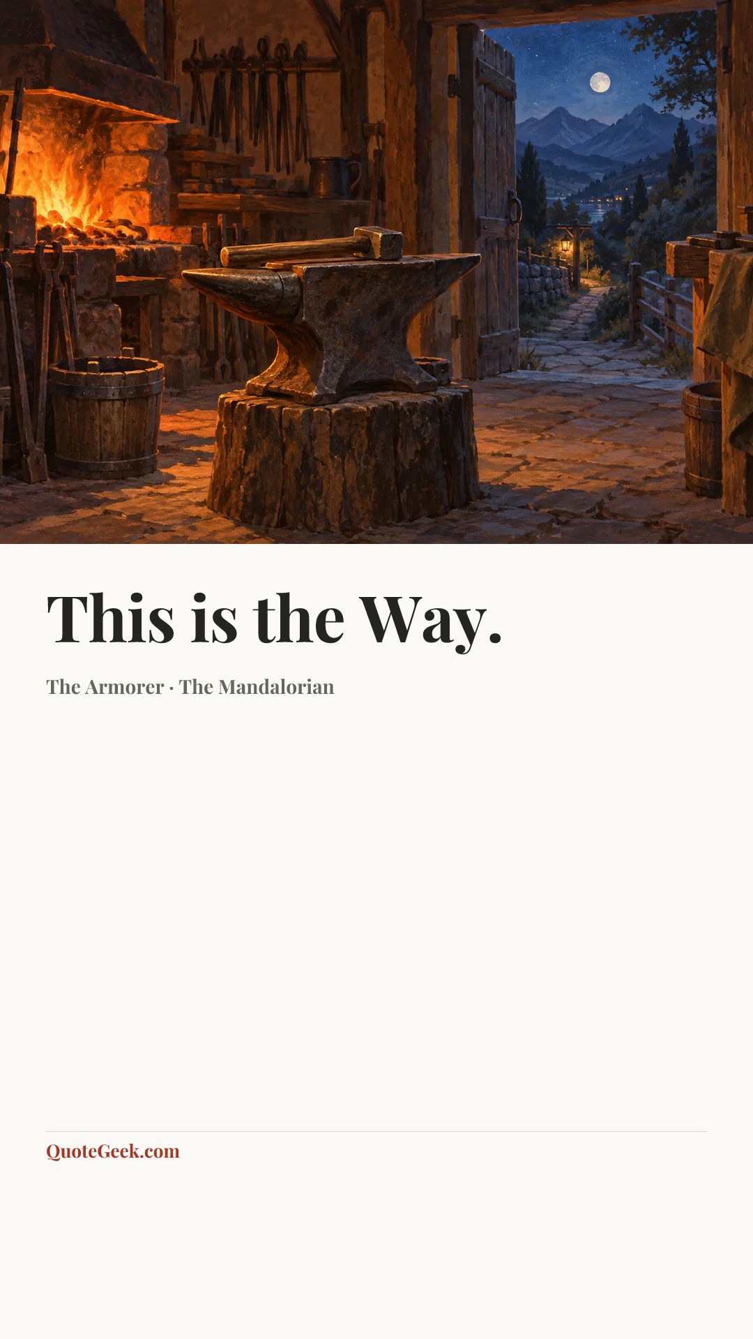 “This is the Way.” — The Armorer · The Mandalorian. Illustrated QuoteGeek card.