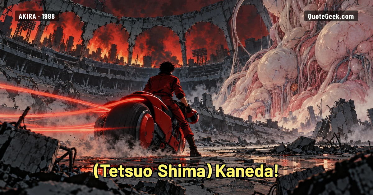 “Kaneda!” — Tetsuo Shima · Akira. Illustrated QuoteGeek card.