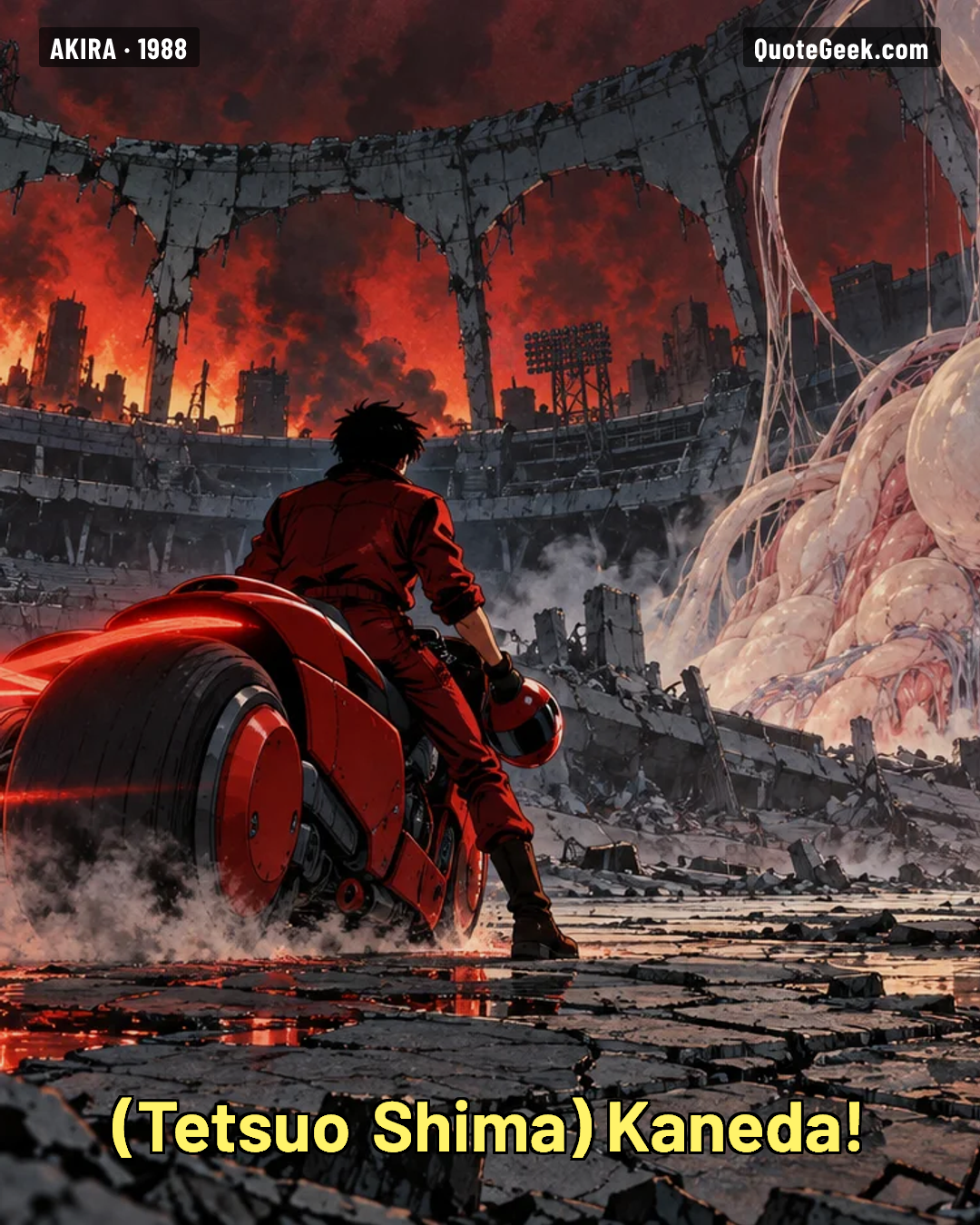 “Kaneda!” — Tetsuo Shima · Akira. Illustrated QuoteGeek card.