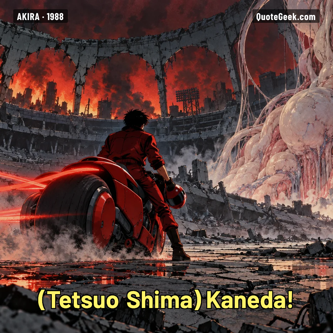 “Kaneda!” — Tetsuo Shima · Akira. Illustrated QuoteGeek card.