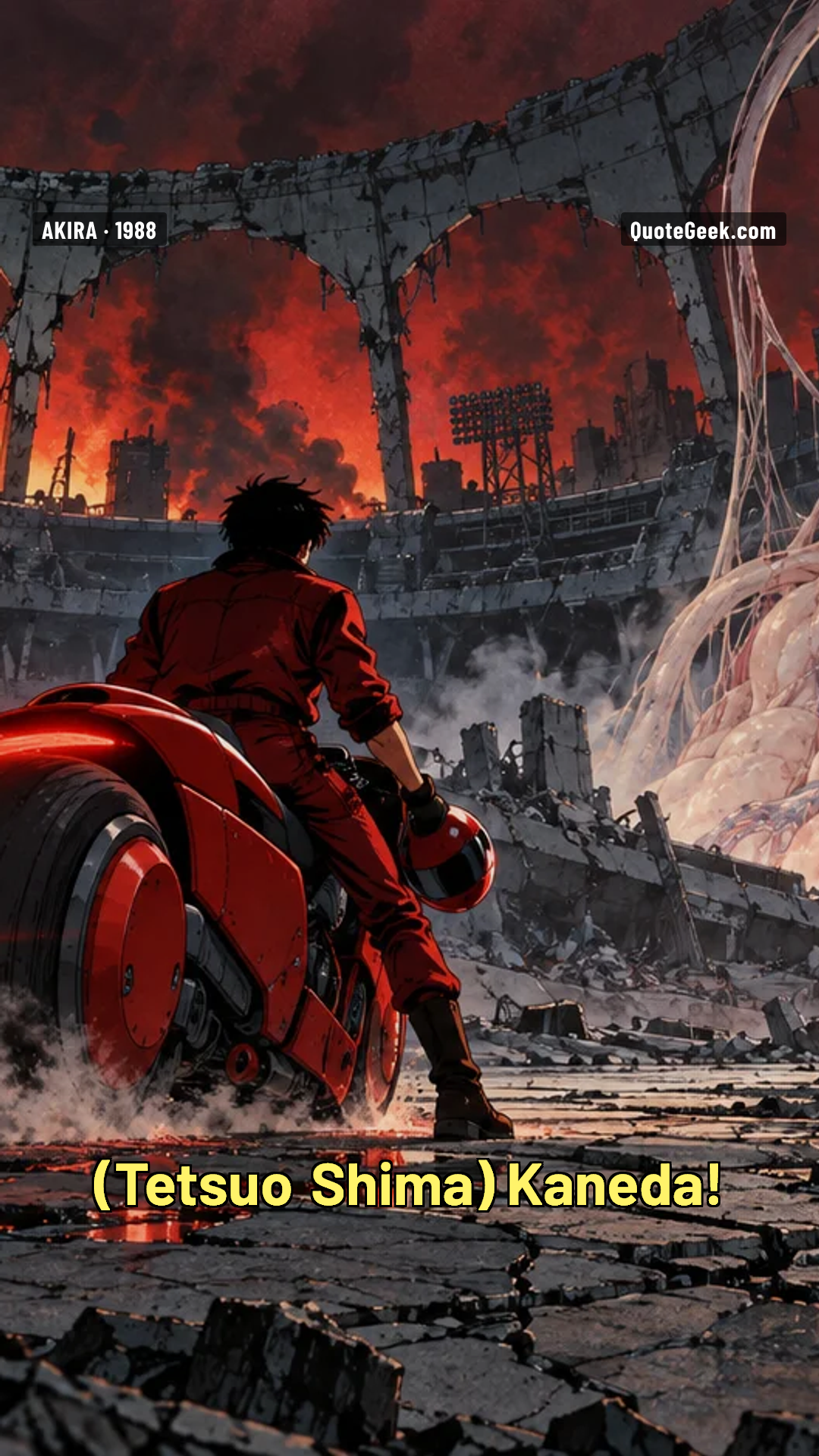 “Kaneda!” — Tetsuo Shima · Akira. Illustrated QuoteGeek card.