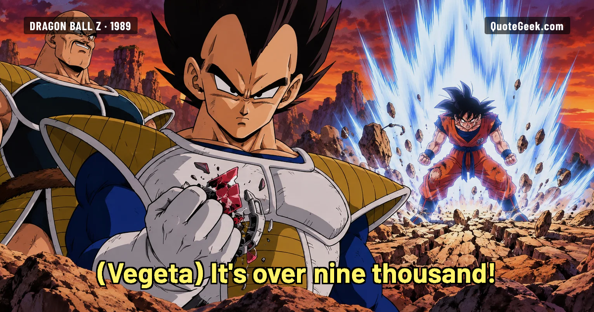 “It's over nine thousand!” — Vegeta · Dragon Ball Z. Illustrated QuoteGeek card.