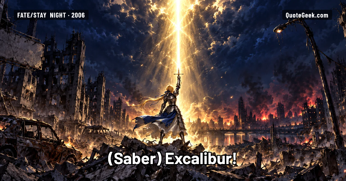 “Excalibur!” — Saber · Fate/stay night. Illustrated QuoteGeek card.