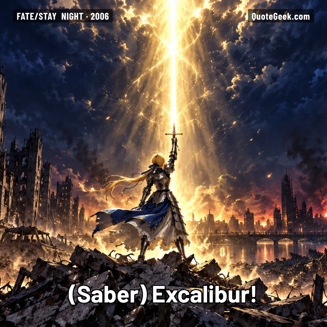 “Excalibur!” — Saber · Fate/stay night. Illustrated QuoteGeek card.