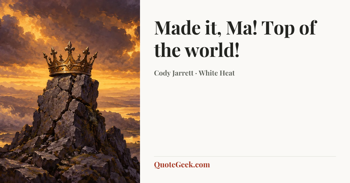 “Made it, Ma! Top of the world!” — Cody Jarrett · White Heat. Illustrated QuoteGeek card.