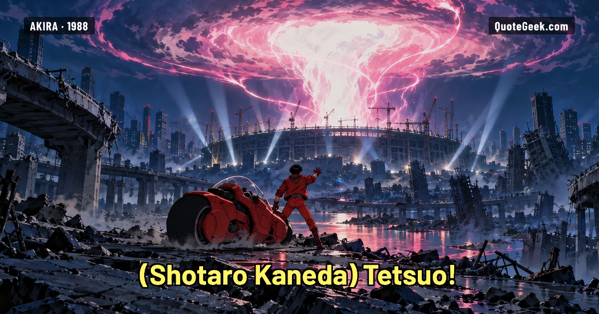 “Tetsuo!” — Shotaro Kaneda · Akira. Illustrated QuoteGeek card.