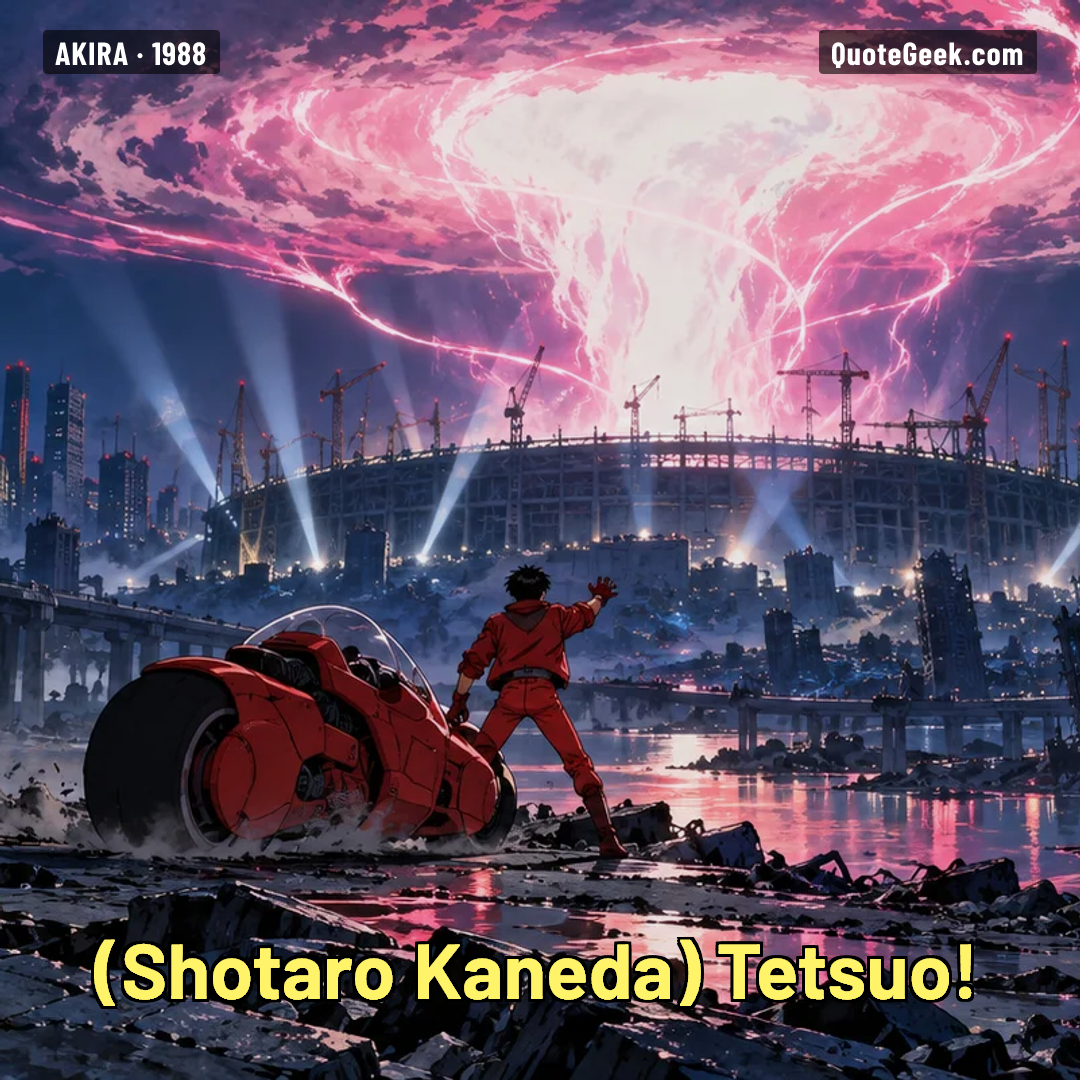 “Tetsuo!” — Shotaro Kaneda · Akira. Illustrated QuoteGeek card.