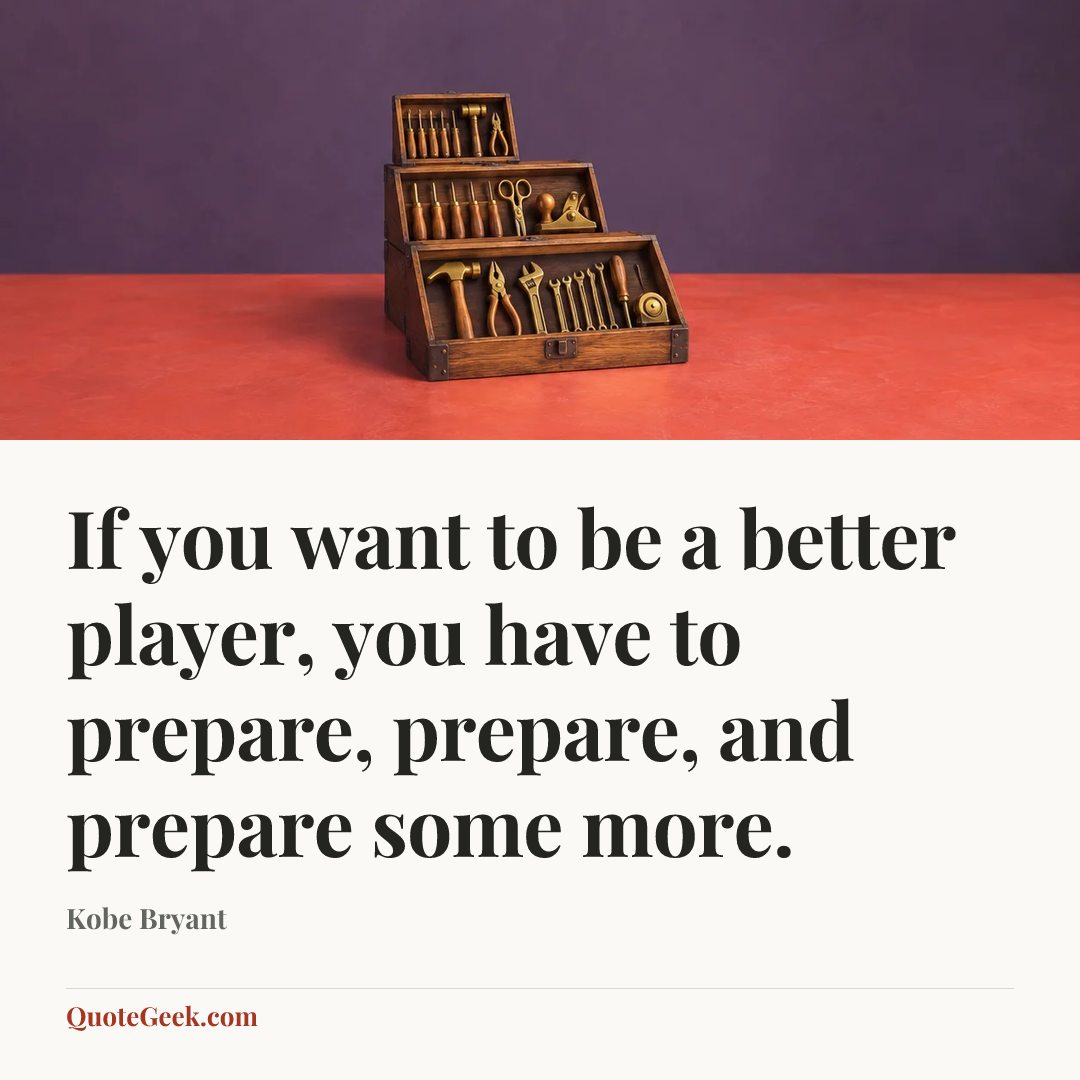 “If you want to be a better player, you have to prepare, prepare, and prepare some more.” — Kobe Bryant. Illustrated QuoteGeek card.