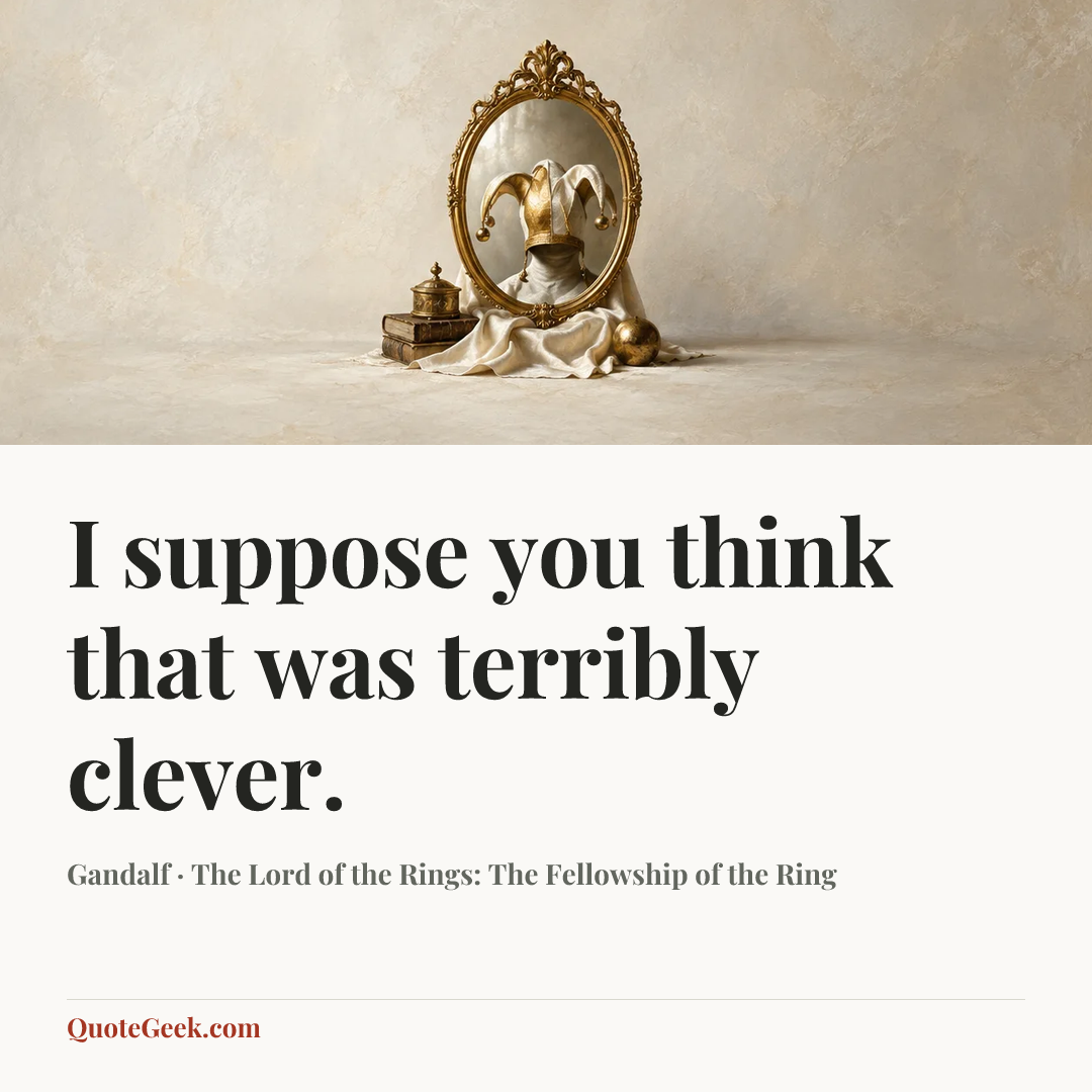 “I suppose you think that was terribly clever.” — Gandalf · The Lord of the Rings: The Fellowship of the Ring. Illustrated QuoteGeek card.