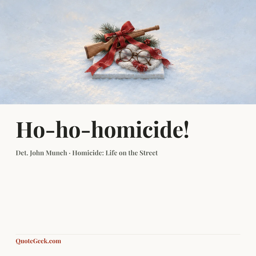 “Ho-ho-homicide!” — Det. John Munch · Homicide: Life on the Street. Illustrated QuoteGeek card.