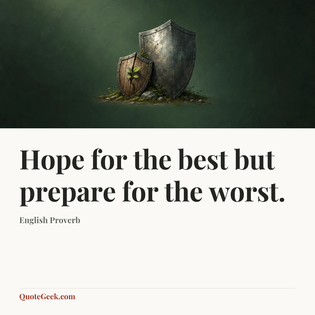 “Hope for the best but prepare for the worst.” — English Proverb. Illustrated QuoteGeek card.