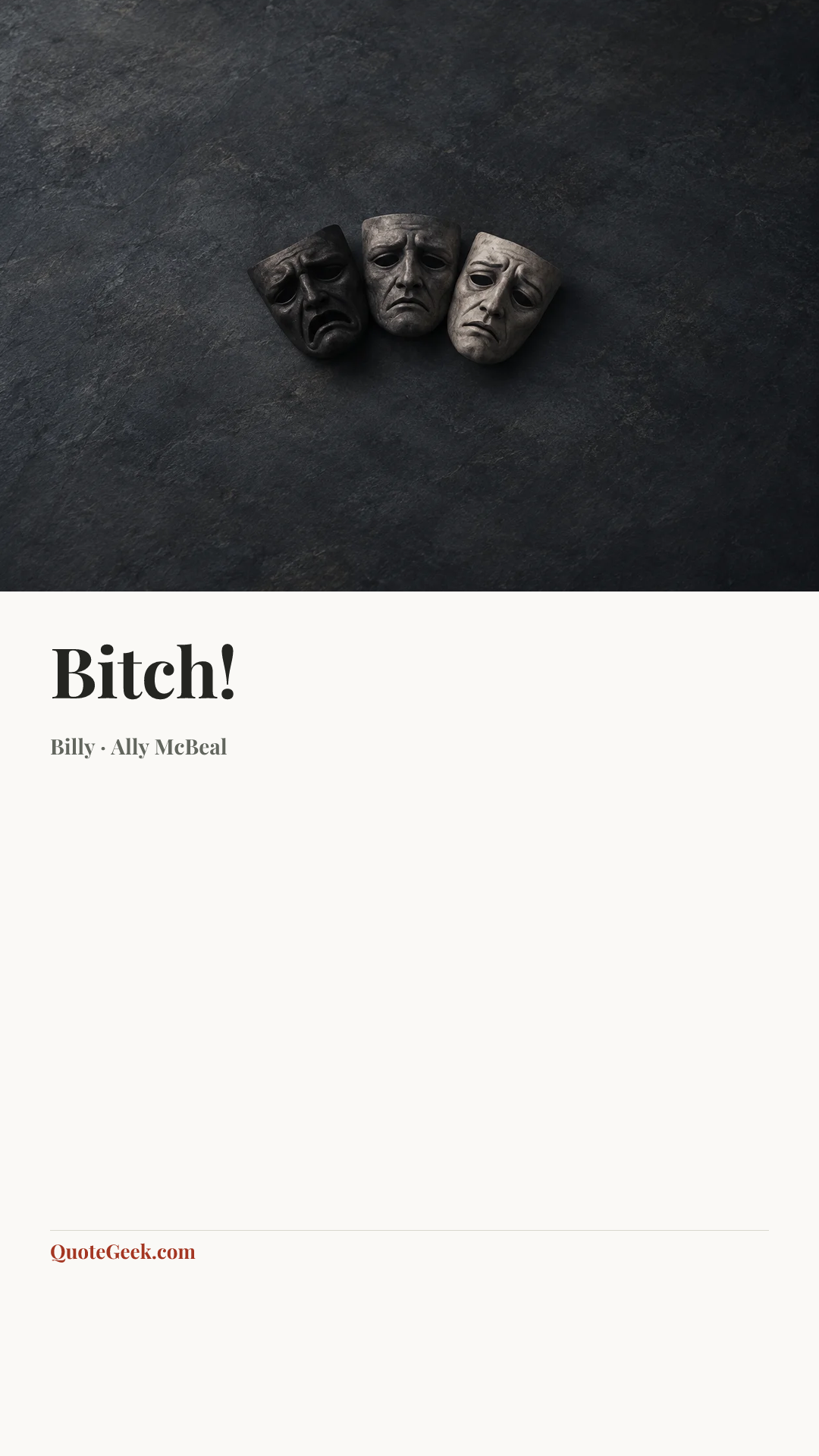 “Bitch!” — Billy · Ally McBeal. Illustrated QuoteGeek card.