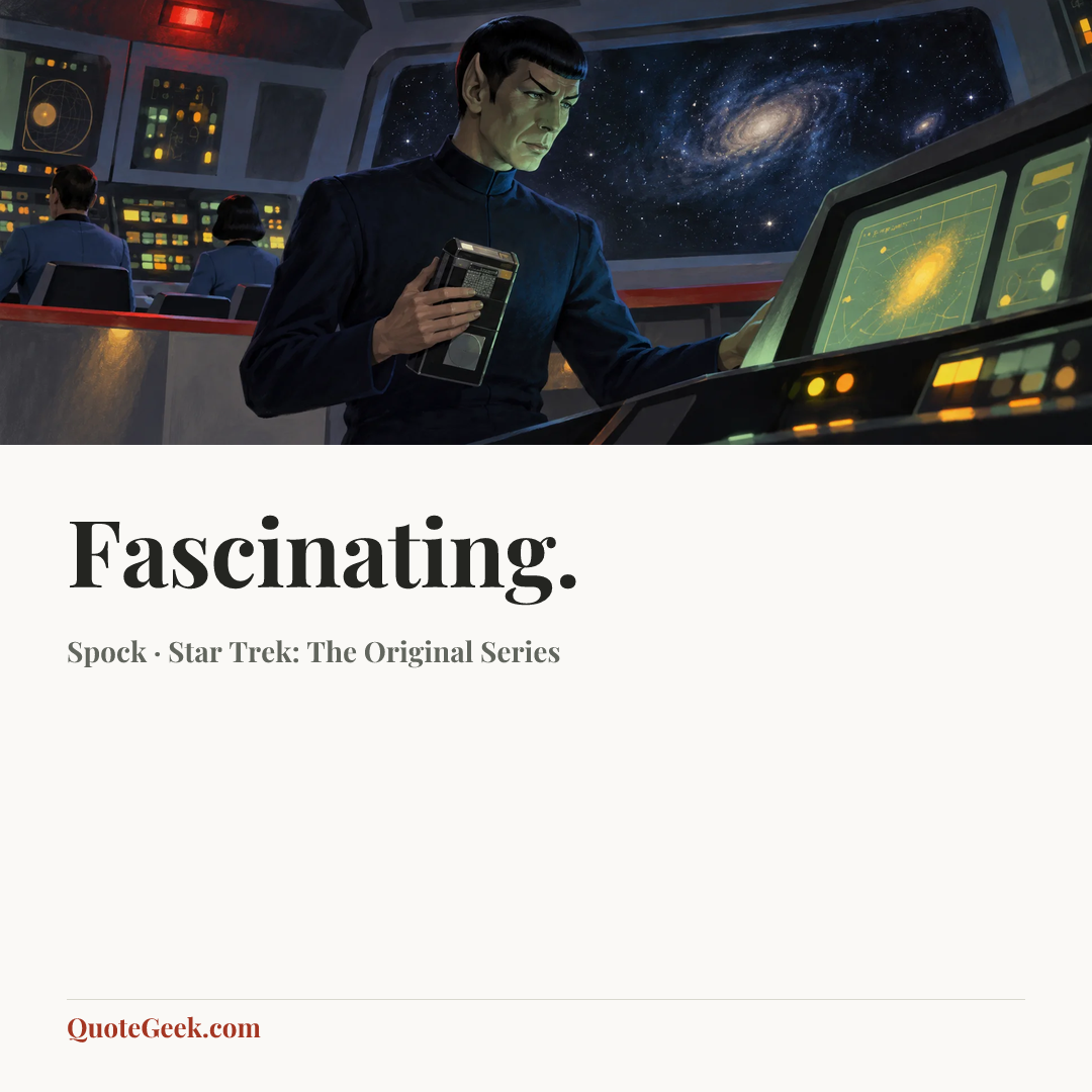 “Fascinating.” — Spock · Star Trek: The Original Series. Illustrated QuoteGeek card.