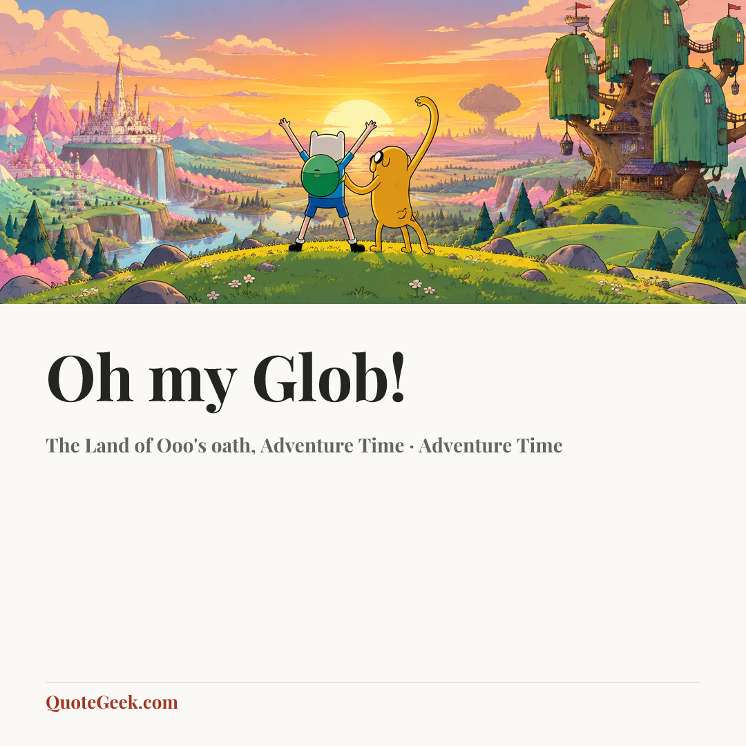 “Oh my Glob!” — The Land of Ooo's oath, Adventure Time · Adventure Time. Illustrated QuoteGeek card.