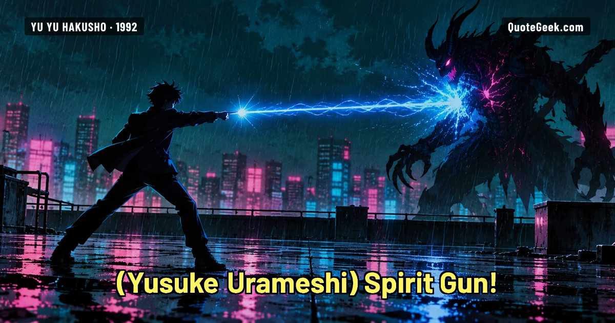 “Spirit Gun!” — Yusuke Urameshi · Yu Yu Hakusho. Illustrated QuoteGeek card.
