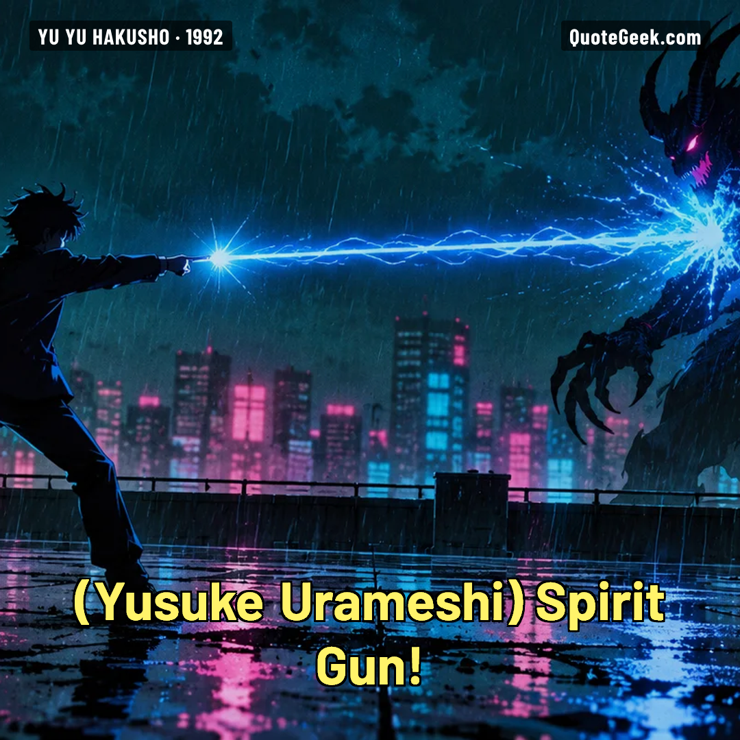 “Spirit Gun!” — Yusuke Urameshi · Yu Yu Hakusho. Illustrated QuoteGeek card.