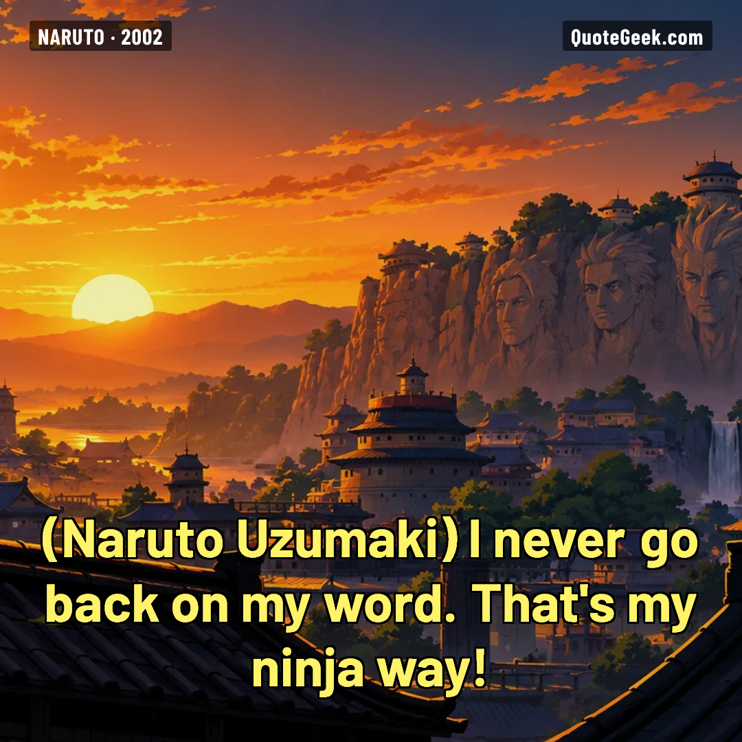 “I never go back on my word. That's my ninja way!” — Naruto Uzumaki · Naruto. Illustrated QuoteGeek card.
