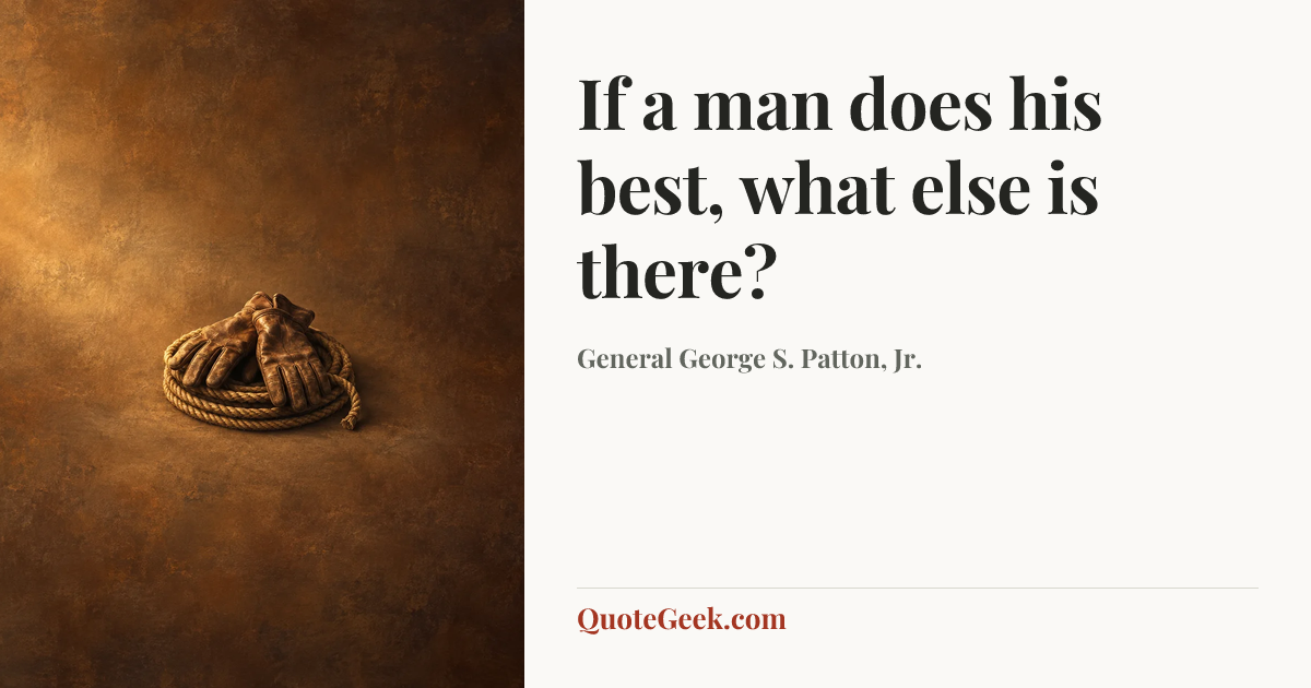 “If a man does his best, what else is there?” — General George S. Patton, Jr.. Illustrated QuoteGeek card.