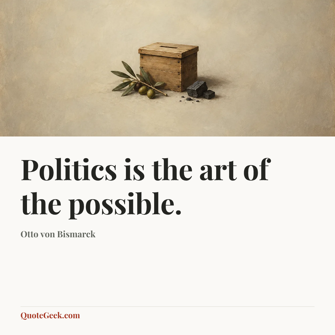 “Politics is the art of the possible.” — Otto von Bismarck. Illustrated QuoteGeek card.