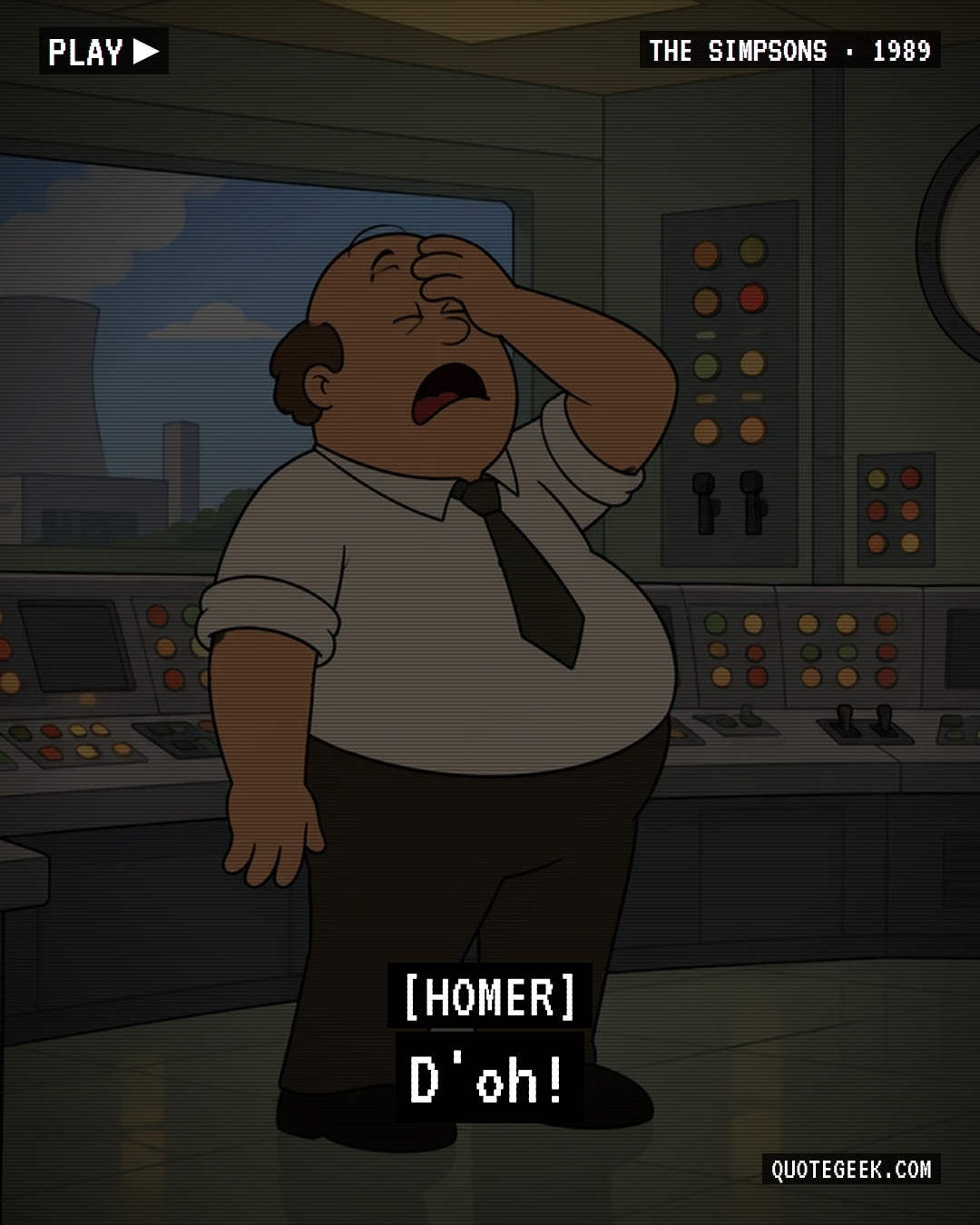 “D'oh!” — Homer · The Simpsons. Illustrated QuoteGeek card.