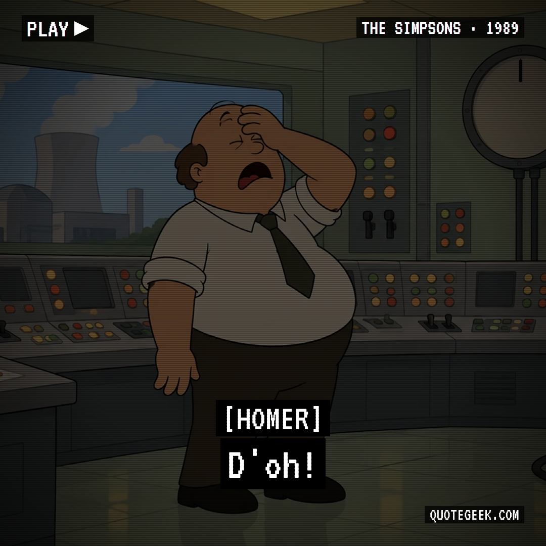 “D'oh!” — Homer · The Simpsons. Illustrated QuoteGeek card.