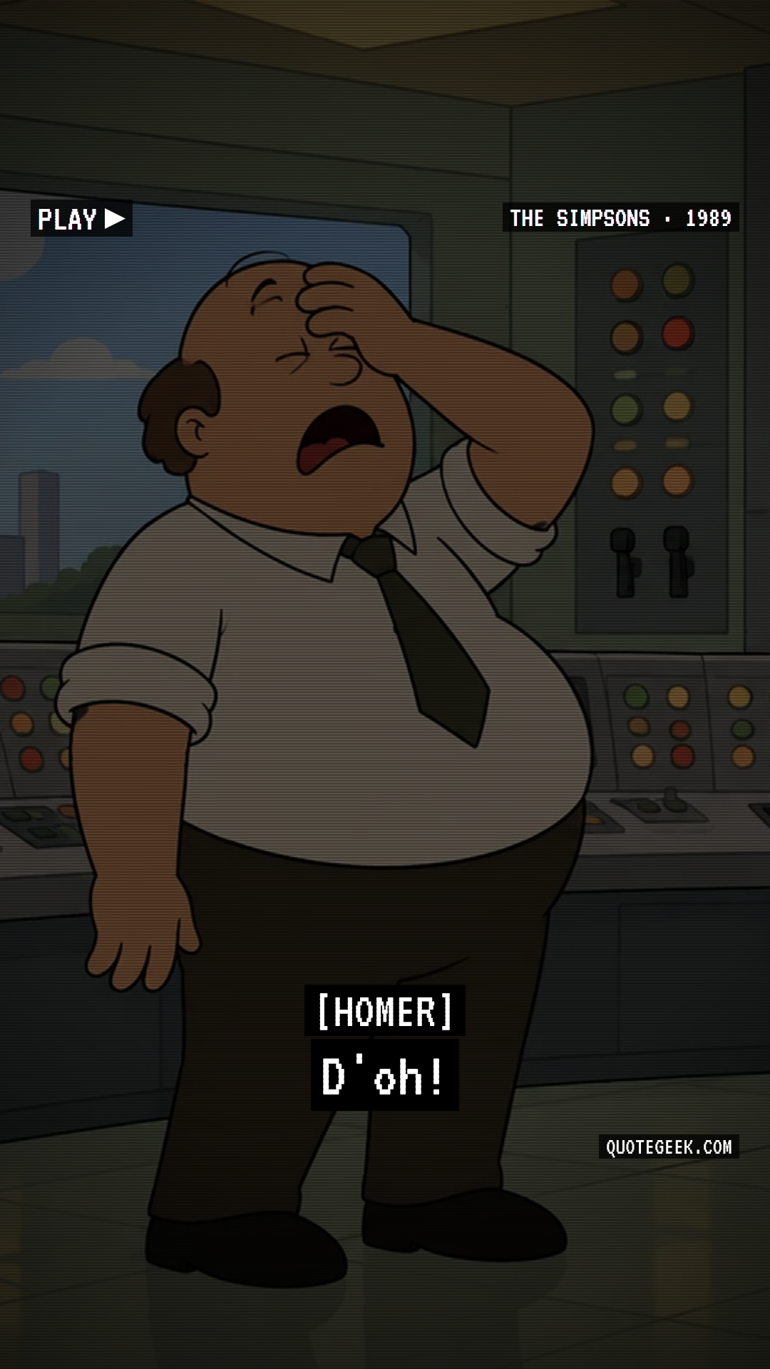 “D'oh!” — Homer · The Simpsons. Illustrated QuoteGeek card.