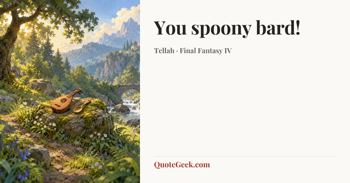 “You spoony bard!” — Tellah · Final Fantasy IV. Illustrated QuoteGeek card.