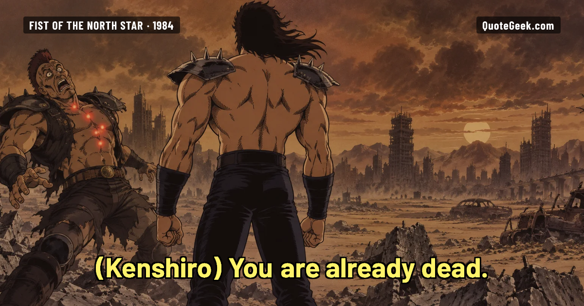 “You are already dead.” — Kenshiro · Fist of the North Star. Illustrated QuoteGeek card.