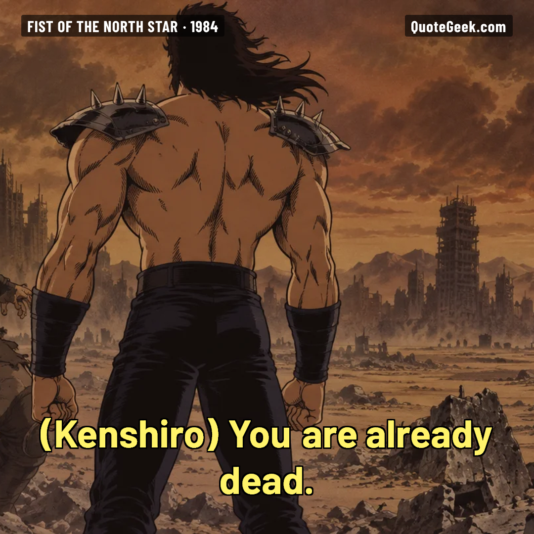 “You are already dead.” — Kenshiro · Fist of the North Star. Illustrated QuoteGeek card.