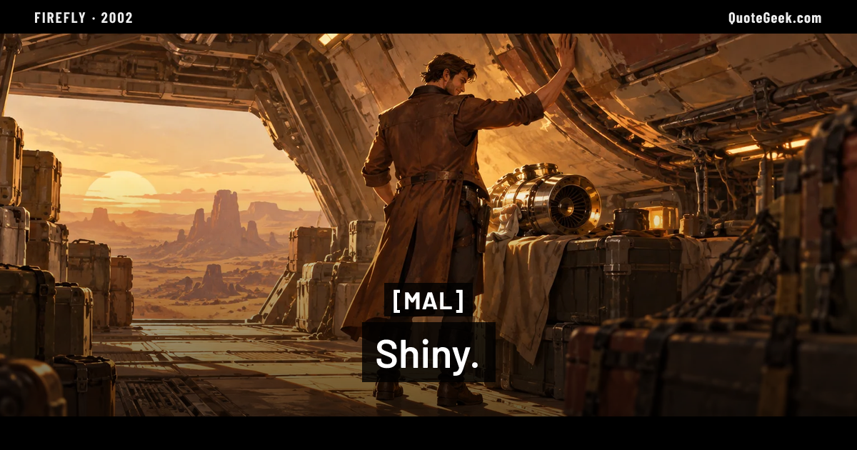 “Shiny.” — Mal · Firefly. Illustrated QuoteGeek card.