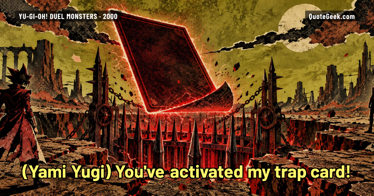 “You've activated my trap card!” — Yami Yugi · Yu-Gi-Oh! Duel Monsters. Illustrated QuoteGeek card.