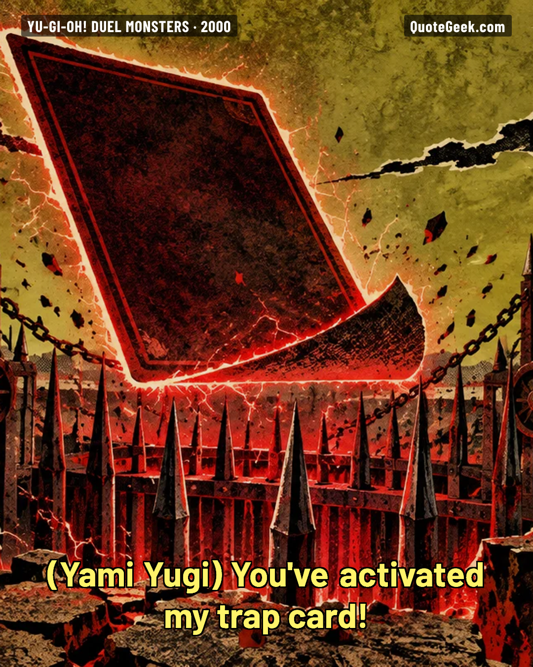 “You've activated my trap card!” — Yami Yugi · Yu-Gi-Oh! Duel Monsters. Illustrated QuoteGeek card.