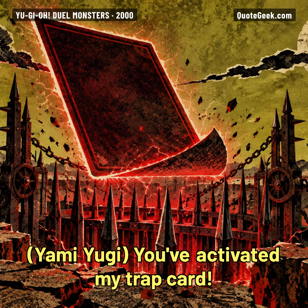“You've activated my trap card!” — Yami Yugi · Yu-Gi-Oh! Duel Monsters. Illustrated QuoteGeek card.