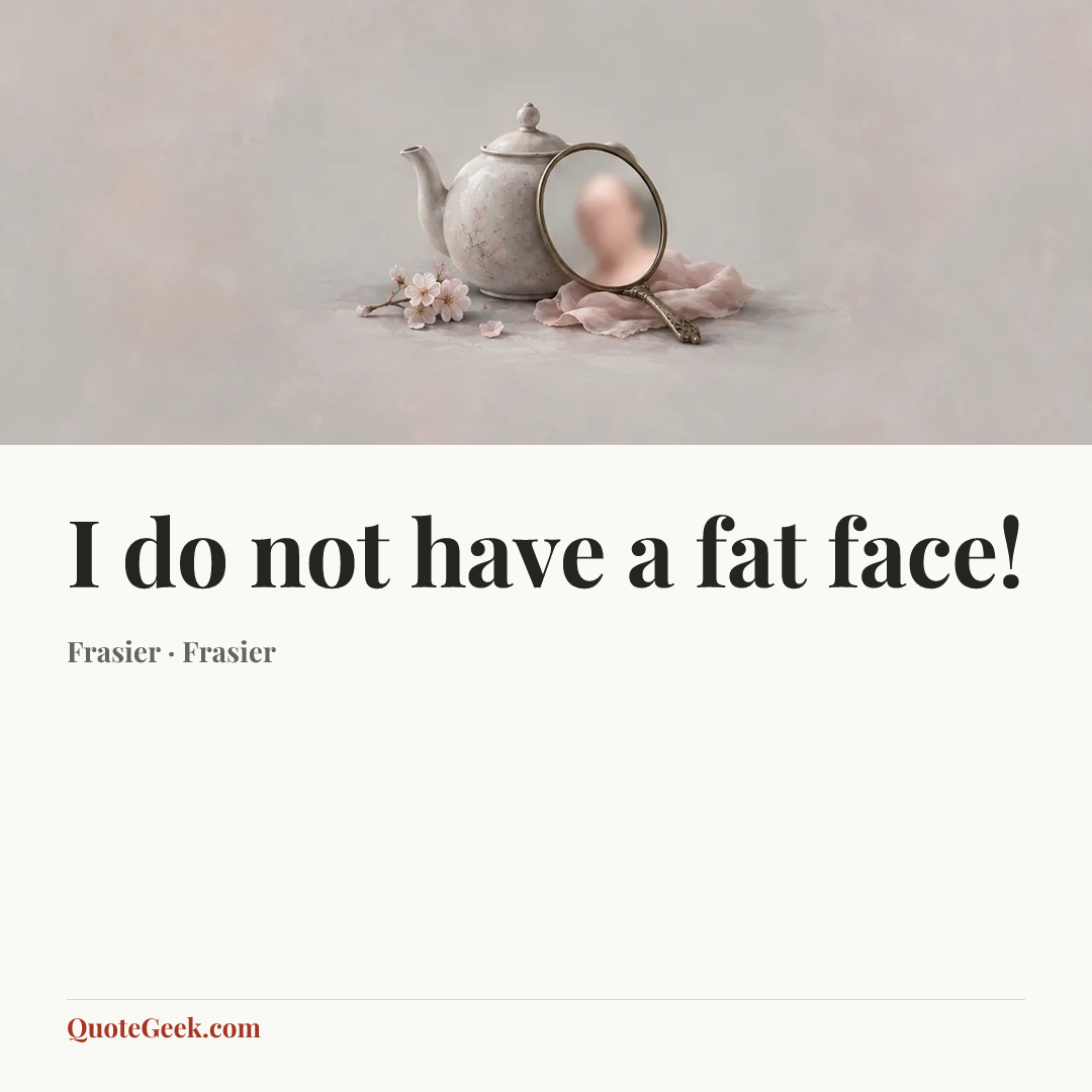 “I do not have a fat face!” — Frasier · Frasier. Illustrated QuoteGeek card.